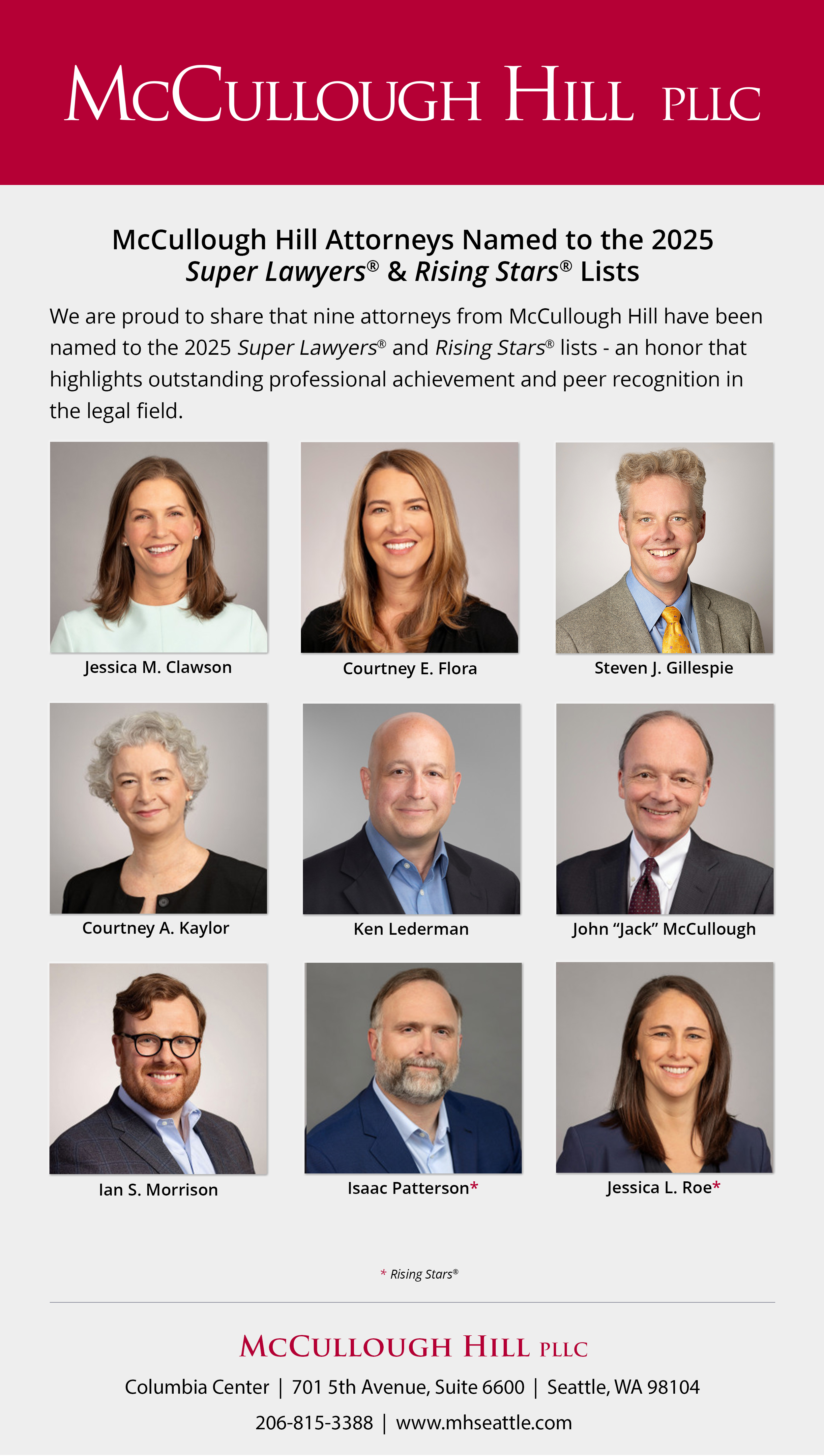 McCullough Hill Attorneys Named to the 2025 Super Lawyers and Rising Stars Lists